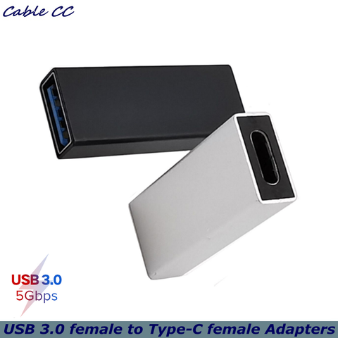 Adaptador USB C de alta velocidad para transmisión de datos, convertidor USB 3,1 tipo C hembra A USB 3,0 A hembra, 5gbps, color negro y plateado ► Foto 1/5