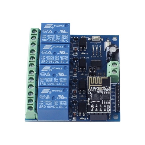 Relé WiFi de 4 canales para control de IOT y dispositivo inteligente para el hogar, con aplicación remota Móvil, 5V, ESP8266 ► Foto 1/6