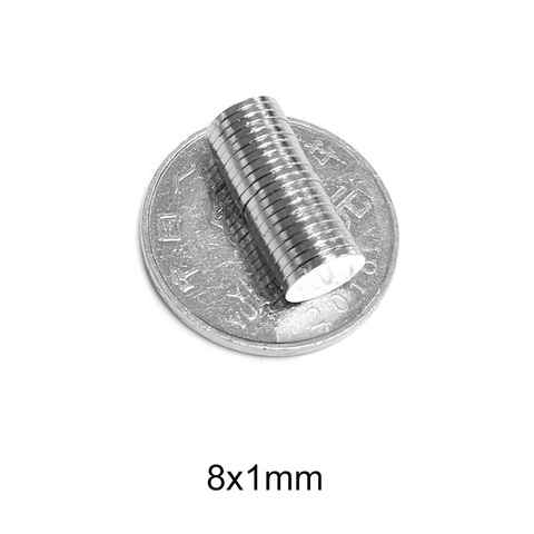 Imán fuerte delgado de 8x1mm para nevera, disco magnético de neodimio N35, redondo y pequeño de 8x1mm, 50 ~ 1000 Uds. ► Foto 1/6