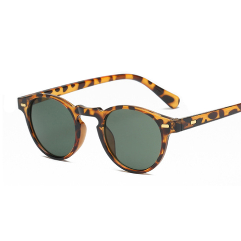 Gafas De Sol clásicas De estilo Retro para mujer y hombre, anteojos De Sol femeninos, redondos, con diseño De ojo De gato, De leopardo, montura pequeña ► Foto 1/6