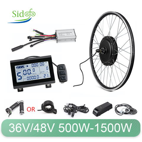 V/36V/48V 500W 1000W 1500W Motor de bicicleta eléctrica de rueda delantera trasera 20 pulgadas 26 pulgadas fuerte poder Motor con buje BLDC Kit de conversión Ebike ► Foto 1/1