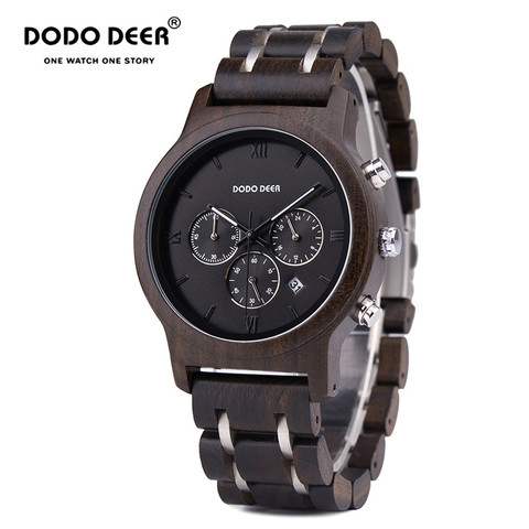 DODO ciervo madera reloj hombres reloj Masculino de la correa de Metal de cronógrafo, fecha relojes de cuarzo superior versátil relojes regalo OEM ► Foto 1/6