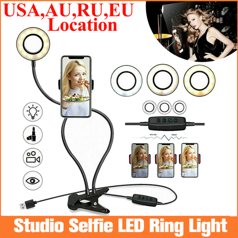 Anillo de luz LED para Selfie para estudio fotográfico con soporte móvil para teléfono móvil para Youtube Live Stream Makeup, lámpara de anillo para iPhone/Android ► Foto 1/6