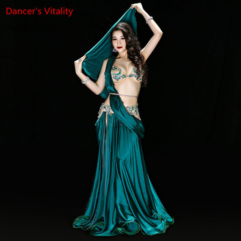 Traje de danza del vientre de alta calidad, ropa Sexy, sujetador, falda y cinturón, puesta en escena, trajes, trajes, verde, rojo, 2 colores, novedad ► Foto 1/5