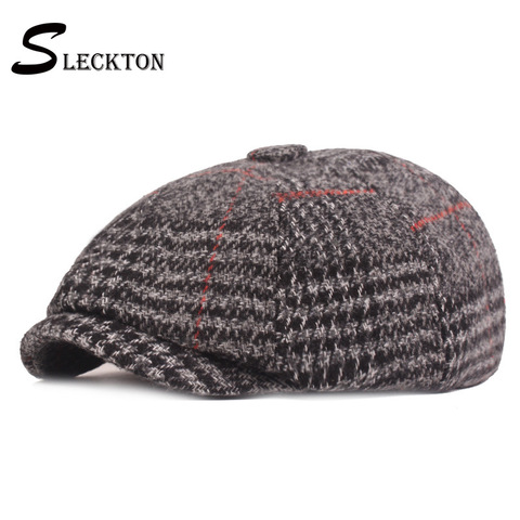 SLECKTON-sombreros cálidos de lana para hombre, gorros Retro octogonales, boinas Peaky Blinders, informales, 2022, invierno, 10% ► Foto 1/6