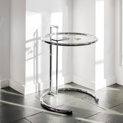 JOYLOVE-mesa de centro creativa de acero inoxidable para el hogar, sofá transparente Simple, mesa de diseñador nórdico con forma de C ► Foto 1/5