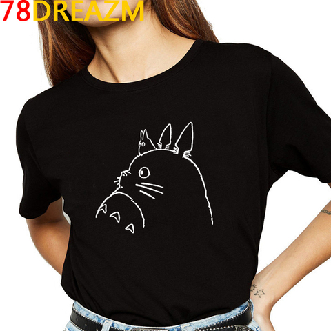 Camiseta de dibujo de Totoro Miyazaki Hayao para mujer, Camisetas estampadas divertidas de Studio Ghibli, ropa de Anime japonesa para mujer ► Foto 1/6