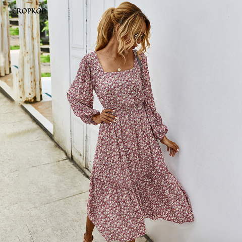 Vestido largo para mujer, Otoño Invierno, manga larga, vestidos elegantes con flores para mujer, vestidos de fiesta 2022, ropa negra para mujer,dress wmoen ► Foto 1/6