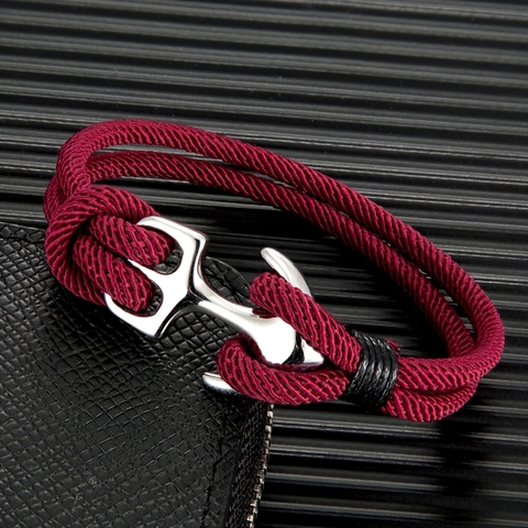 MKENDN hombres pulsera de la supervivencia al aire libre Camping de rescate de emergencia pulsera con motivo de ancla y cuerda para mujeres Acero inoxidable reloj deportivo con hebilla regalo ► Foto 1/1