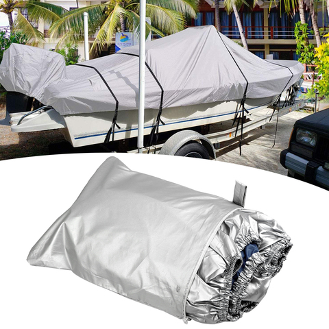 Funda impermeable para barco de 11 a 22 pies, resistente a los rayos UV, 300D, resistente al agua, accesorios para barcos de lona, a prueba de roturas ► Foto 1/6