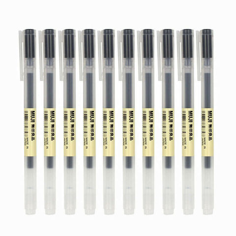 MUJI-Bolígrafo de tinta de Gel MoMA, bolígrafo de oficina para escuela, negro, azul y rojo, Japón, 10 Uds. ► Foto 1/6