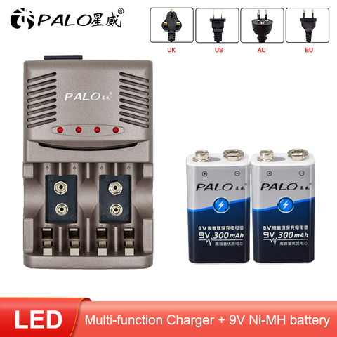 PALO-cargador de batería recargable Ni-MH, 9 v, 300mAh, NiMH de 9 voltios, para 6F22, 9 V, NiCd, NiMh ► Foto 1/6