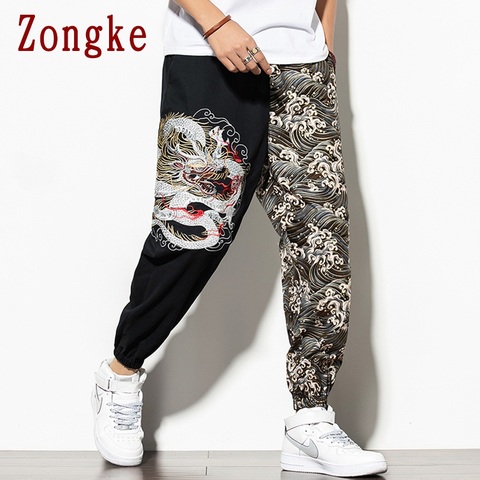 Zongke-pantalones bombachos de Bordado de dragón para hombre, ropa de calle coreana, Casual, Hip-Hop, M-5XL, 2022 ► Foto 1/6