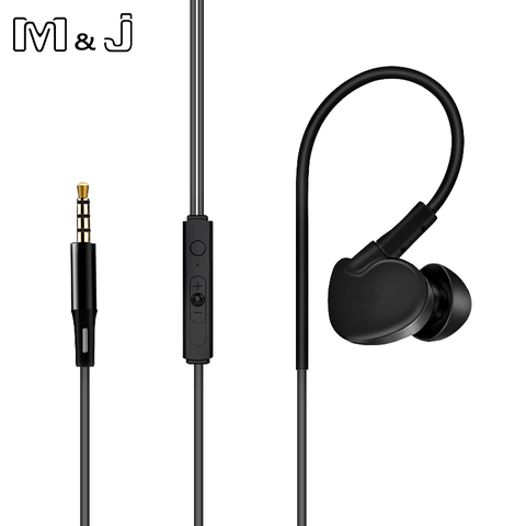 M & J-Auriculares deportivos S500 para correr, con cable de memoria, a prueba de agua IPX5, con micrófono, intrauditivos, para música, estéreo, móvil, graves ► Foto 1/6