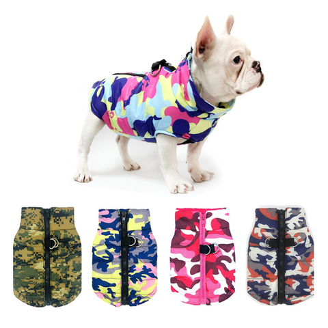 Ropas impermeables para perro, chaqueta de invierno para mascotas, chaleco de camuflaje cálido de algodón para perros pequeños, abrigo para cachorros, ropa de Bulldog Francés, traje de gato ► Foto 1/6