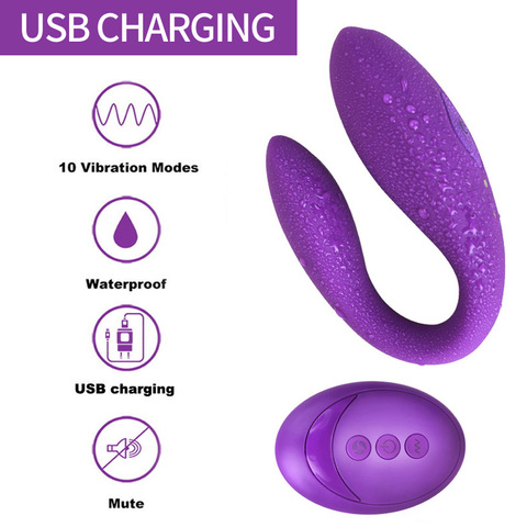 Vibrador juguetes de adultos inalámbrico para parejas consolador recargable USB punto G U estimulador de silicona doble juguete sexual con vibrador para mujer ► Foto 1/6