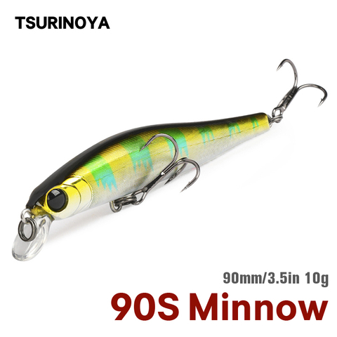 TSURINOYA-señuelo de pesca de pececillo de hundimiento lento, Pearl DW82, 90mm, 10g, Jerkbait, bajo, trucha, duro, fundición larga, acero de tungsteno ► Foto 1/6