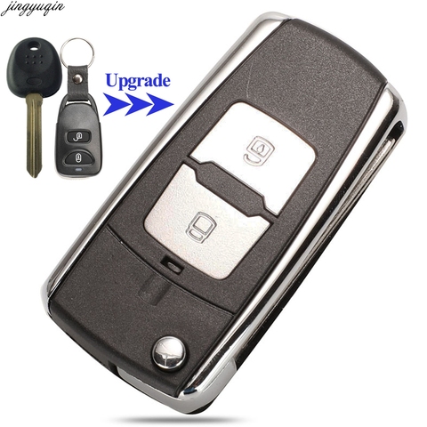 Jingyuqin remoto Flip Car Key Case Shell modificado para Hyundai Elantra Santa FE Atos Trajet alarma 2 botones sin soporte de batería ► Foto 1/4