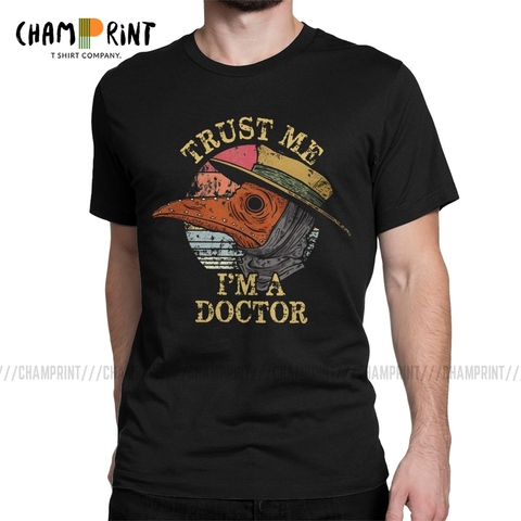 Camiseta del Doctor Trust Me soy médico para hombre, camiseta de Horror de Halloween, máscara negra de la muerte de aves, ropa urbana, camisetas con cuello redondo ► Foto 1/6