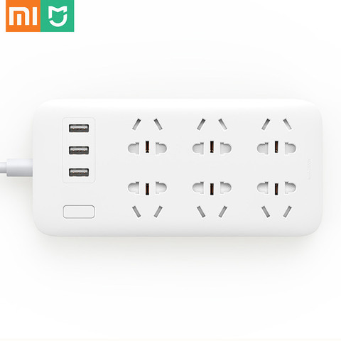 Xiaomi-regleta Mijia Original, versión básica, 6 enchufes con 3 puertos USB de carga rápida de 5V 2.1A, Color blanco, Mi ► Foto 1/6