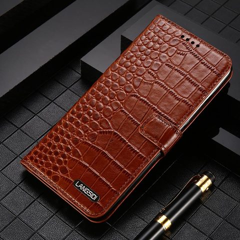 Langsdi-funda con tapa y soporte para tarjetas para Samsung Galaxy, carcasa de cuero genuino para teléfono Samsung Galaxy Note 10 S10 s9 plus s7 edge A51 A71 A8 A9 2022 J7 ► Foto 1/6