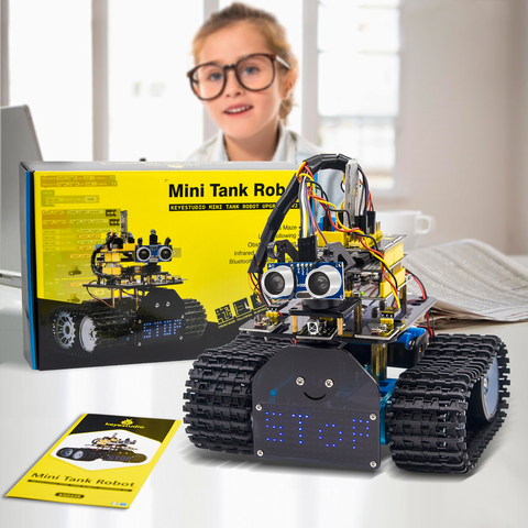 Keyestudio DIY Mini tanque Robot V2.0 inteligente DIY Robot coche Kit para Arduino Robot + 15 proyectos/apoyo IOS y Android APP Control ► Foto 1/6