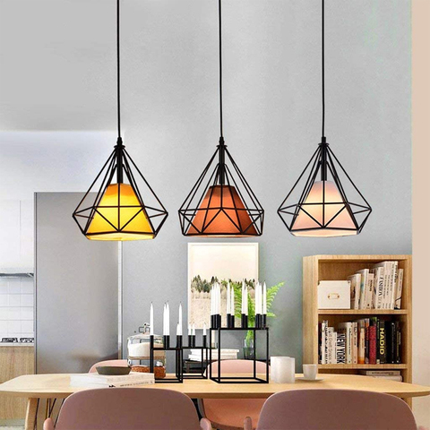 Lámpara colgante de hierro negro para decoración moderna, jaula colgante Vintage Led E27, accesorios de iluminación para Loft Industrial, cocina, comedor ► Foto 1/6