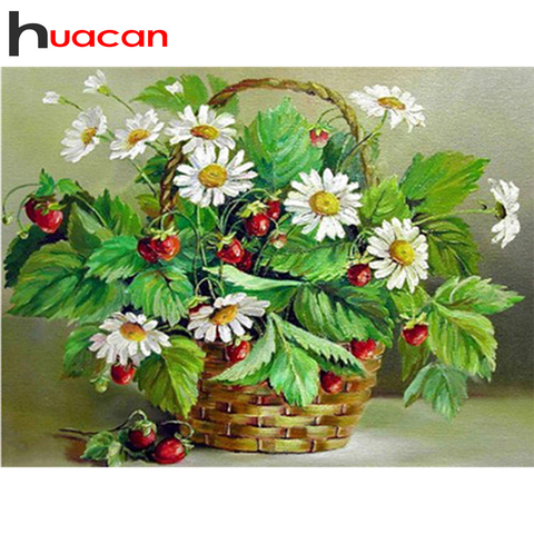 Huacan bordado con diamantes pintura de flores, diamantes cuadrado completo taladro fruta diamante mosaico Cruz decoración cuentas ► Foto 1/6