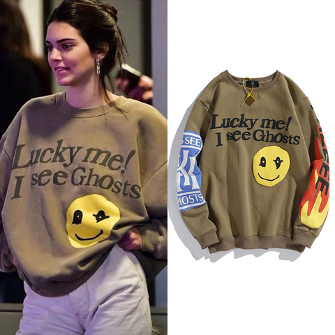 Sudadera Kanye West para hombre, Sudadera con capucha con estampado de fantasma, ropa de calle Kendall Jenner, Hip Hop Plus, sudadera Stranger Things de terciopelo para hombre ► Foto 1/6