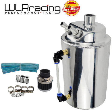WLR RACING - 2 l 2 litros de aluminio pulido redondo de captura de aceite tanque con filtro de ventilación WLR-TK01 ► Foto 1/6