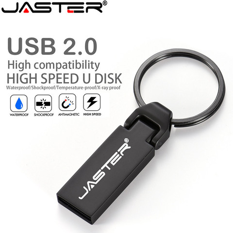 Llavero de Metal negro USB 2,0, unidad Flash, 4GB, 8GB, 16GB, 32GB, 64GB, 128GB, capacidad Real, lápiz de memoria portátil, logotipo personalizado ► Foto 1/6