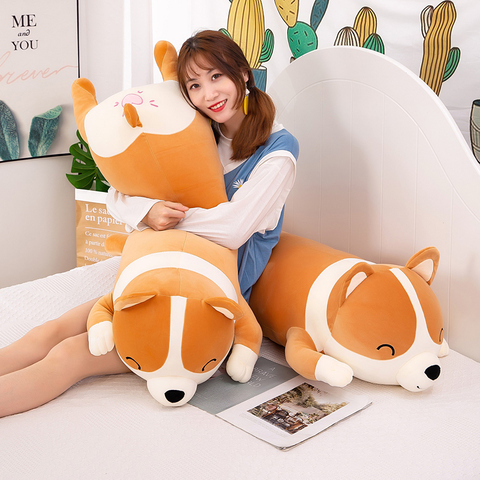 1pc 100/120CM perro lindo de felpa juguetes perro Shiba Inu de peluche almohada sueño reparador cojín para niños bebé regalos de cumpleaños ► Foto 1/6