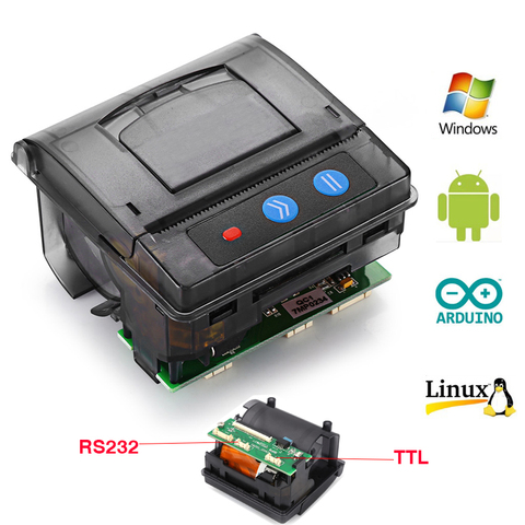 GOOJPRT-impresora integrada Mini de Panel térmico de recibos, máquina de impresión de 58mm con interfaz RS232 TTL, compatible con ESC Pos Arduino Android 5-9V QR203 ► Foto 1/6