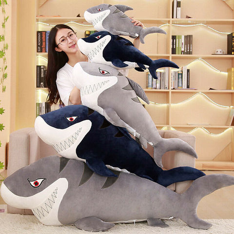 Peluche de tiburón con sonrisa grande, almohada para dormir, animales de peluche ► Foto 1/6