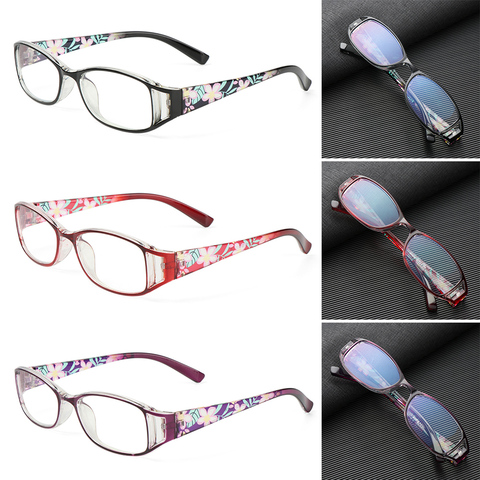 Gafas de lectura a la moda novedosa para mujer, anteojos de lectura a la moda novedosa con luz azul, urltra-luz, protección para los ojos, elegantes y cómodos con flores ► Foto 1/6