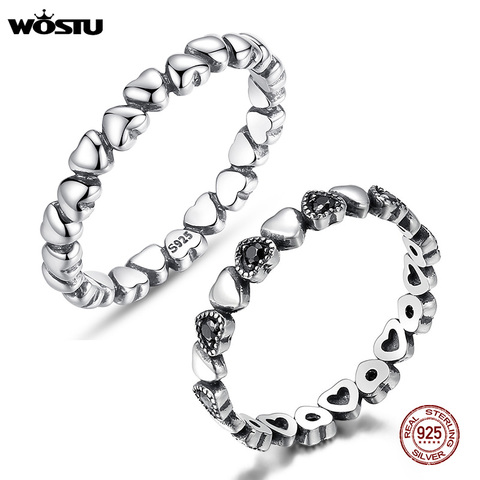 WOSTU de moda 100% auténtico amor de la plata esterlina 925 anillos de boda con corazón para las mujeres europeo Fit Original anillo de la joyería FB7108 ► Foto 1/6