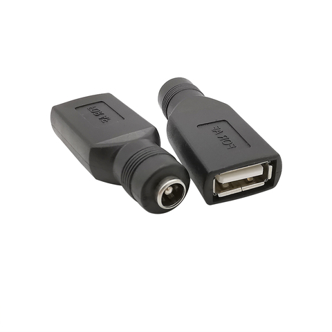 2 uds. De toma de corriente continua conector hembra USB a conector hembra DC5.5 x 2,1mm conector hembra 5V USB DC adaptador de alimentación para ordenador portátil ► Foto 1/5