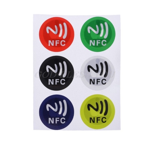 Pegatinas NFC de Material PET impermeables para todos los teléfonos, adhesivo inteligente Ntag213, 6 uds., envío directo ► Foto 1/6