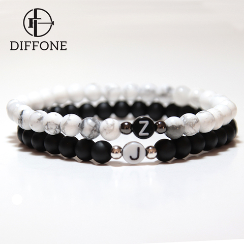 Diffone-pulsera clásica para hombres y mujeres, Brazalete con letras de piedra Natural, Braslet de distancia para parejas, bricolaje, creativo, 2022 ► Foto 1/6