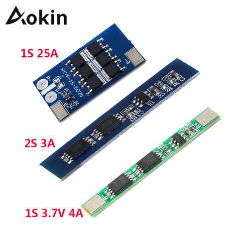 Placa de protección PCB 1S 3,7 V 4A Li-ion BMS PCM para 18650, Li-ion, batería de Li-ion, doble MOS 1S 3,2 V 25A 2S 3A, paquete de batería ► Foto 1/6