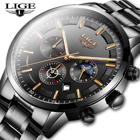 LIGE-reloj analógico de cuarzo para hombre, accesorio de pulsera resistente al agua con calendario, complemento Masculino deportivo de marca de lujo perfecto para negocios, 2022 ► Foto 1/6