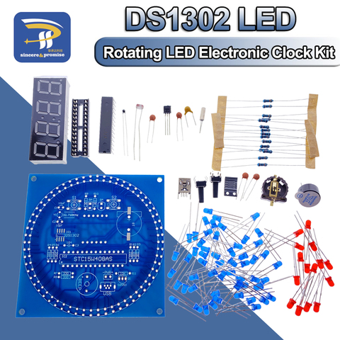 Módulo de reloj electrónico giratorio de alarma con pantalla LED, lámpara de agua, Kit artesanal de Control de luz, temperatura DS1302, C8051, MCU, STC15W408AS ► Foto 1/6