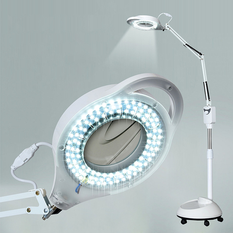 220V 3X Circline LED lámpara de aumento de la luz fría operación de suelo sombreado Lámpara lupa para salón de belleza tatuaje de uñas ► Foto 1/6