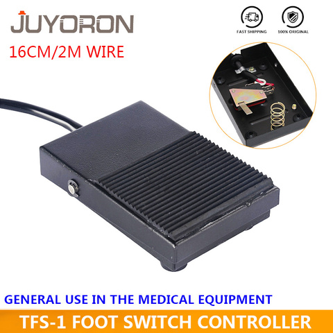 Uds interruptor de pie controlador TFS-1 con línea de restablecimiento 16CM pie 2M interruptor de Pedal para médicos máscara de equipo máquina NO NC AC ► Foto 1/6