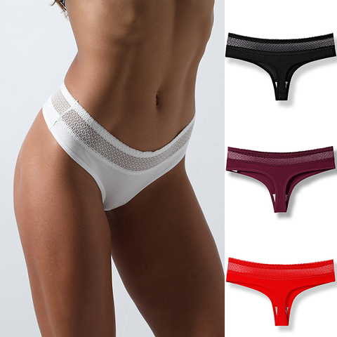 Bragas sexys de encaje de algodón para niñas, tangas sin costuras, ropa interior de talla grande ► Foto 1/6