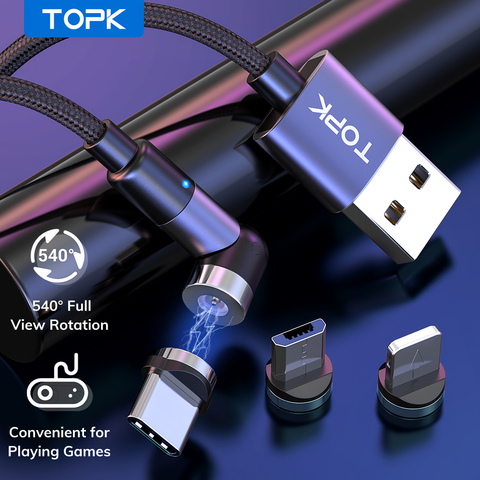 TOPK-Cable magnético Micro USB tipo C para iPhone, Xiaomi, Samsung, cargador de teléfono móvil, Cable USB ► Foto 1/6