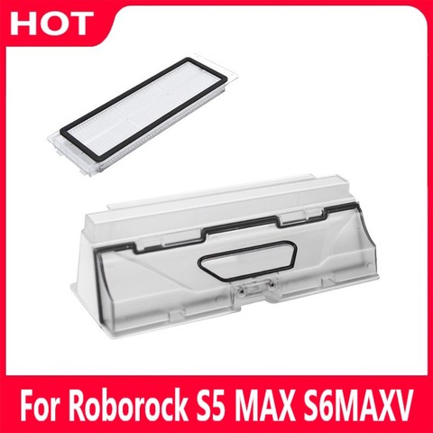 Piezas de caja de polvo para aspiradora Xiaomi Roborock S5 MAX S6 MaxV PURE Robot, caja de basura con accesorios de filtro, novedad ► Foto 1/6