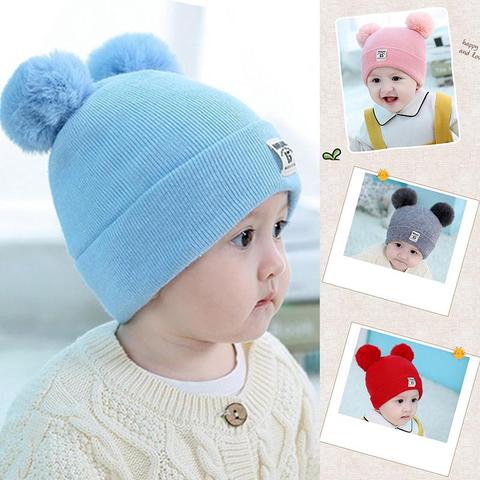 Gorro de punto para niños, gorro para bebes, gorro cálido para niños, gorro de Otoño Invierno para niñas, gorro de niño cálido para niños ► Foto 1/6