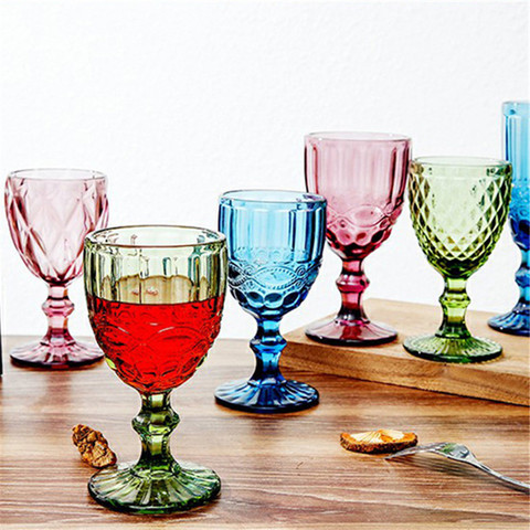 Copas de cristal de copa de champán de colores, Copas de whisky de cóctel, escultura de cristal, copa de cristal, Color grabado ► Foto 1/6