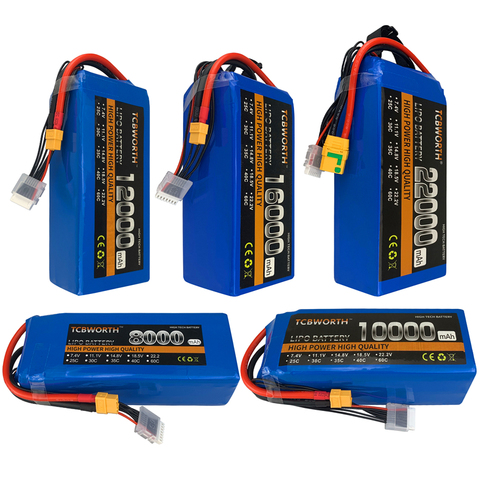 Batería LiPo para avión de control remoto, 2S, 3S, 4S, 5S6S, 7,4 V, 11,1 V, 14,8 V, 18,5 V, 22,2 V, 10000-22000mAh, para cuadricóptero, helicóptero, Dron ► Foto 1/6